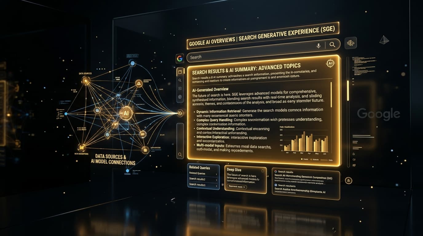 Wizualizacja boksu Google AI Overviews i optymalizacja Answer Engine Optimization