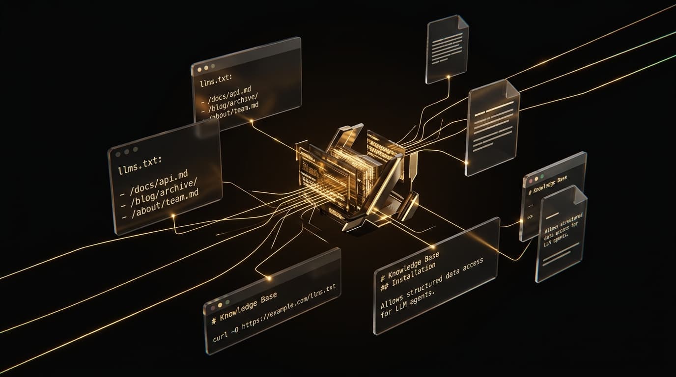 Wizualizacja 3D standardu llms.txt i mapy wiedzy dla modeli językowych